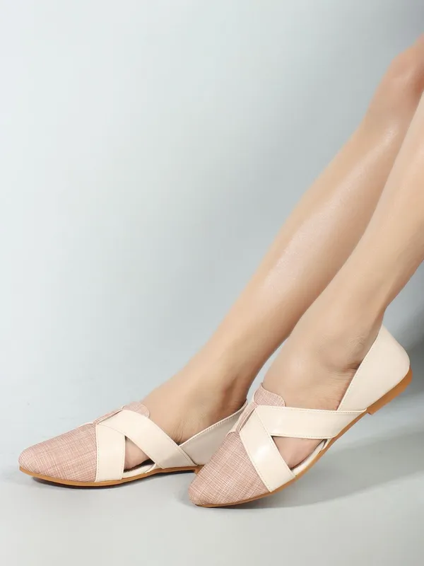 Peach_Synthetic_Leather_Casual_Bellies_For_Women
