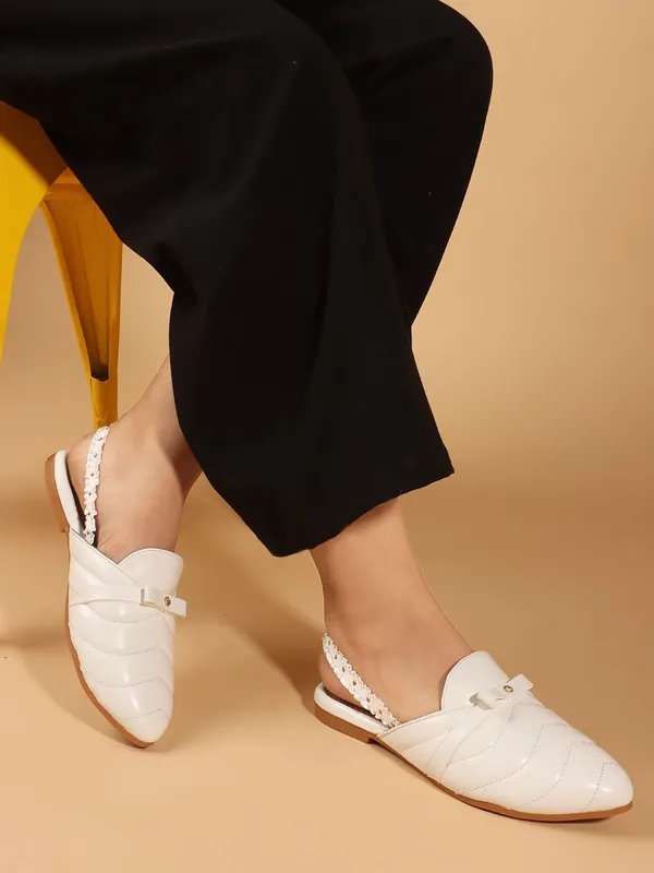 White_Synthetic_Leather_Casual_Slip_On_Bellies_For_Women
