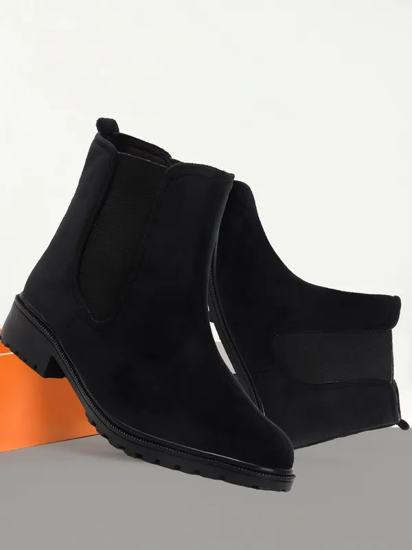 Black_Suede_Casual_Wedges_Boots_For_Women