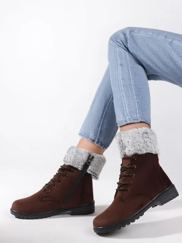 Brown_Suede_Casual_Wedges_Boots_For_Women