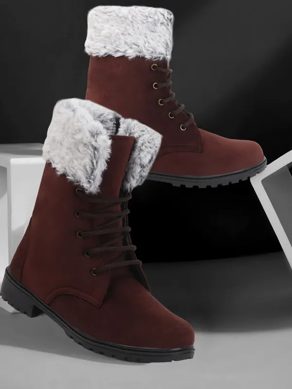 Brown_Suede_Casual_Wedges_Boots_For_Women