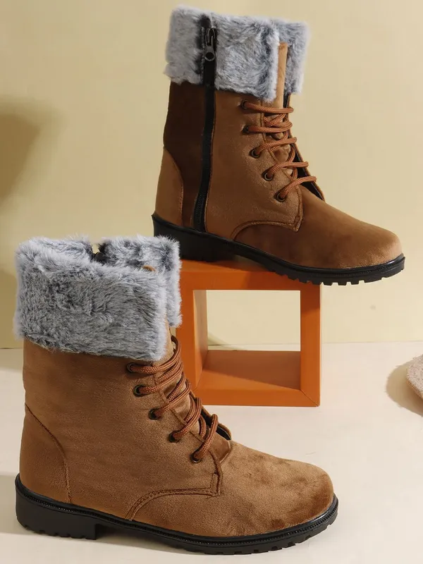 Tan_Suede_Casual_Wedges_Boots_For_Women