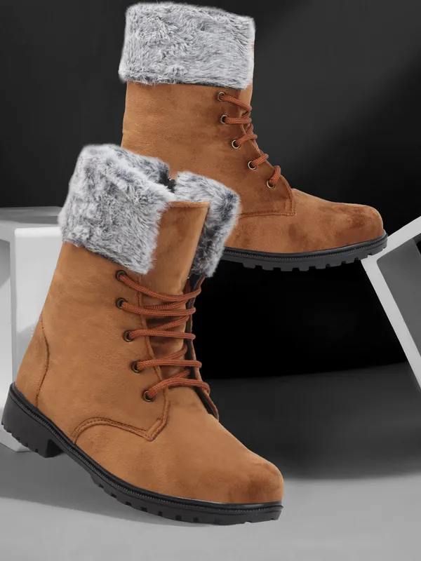 Tan_Suede_Casual_Wedges_Boots_For_Women