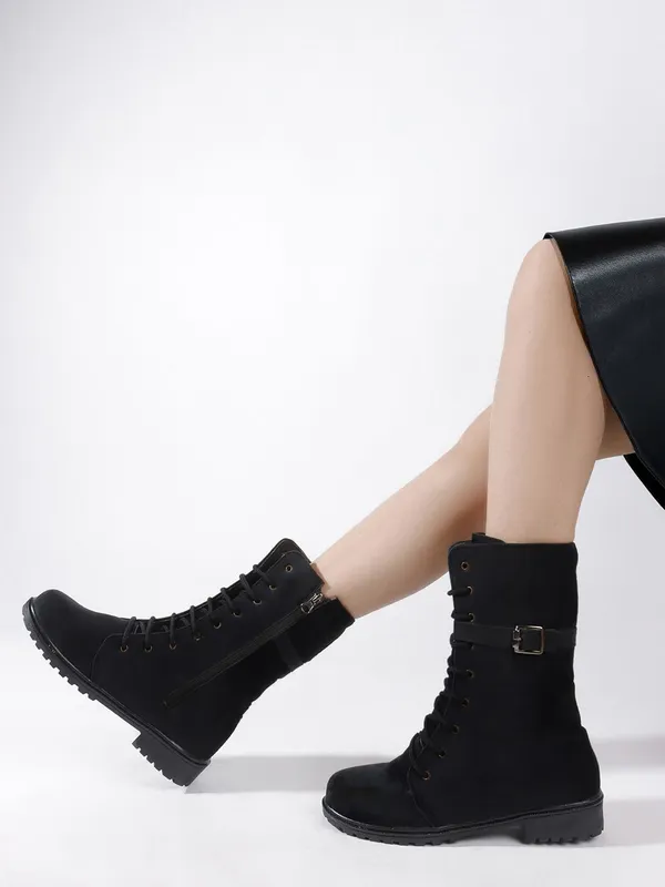 Black_Suede_Casual_Wedges_Boots_For_Women