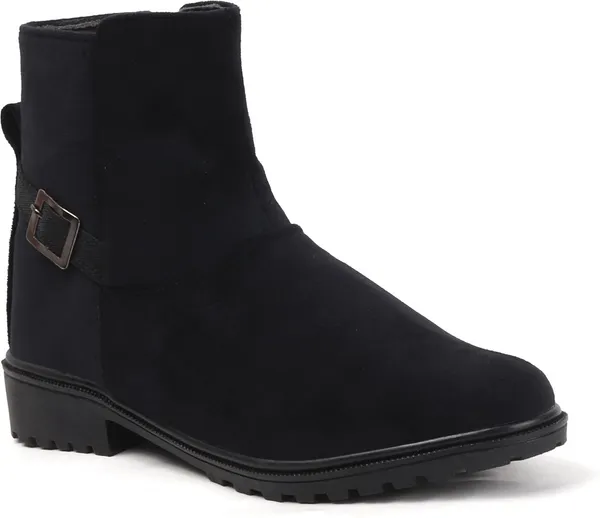 Black_Suede_Casual_Wedges_Boots_For_Women