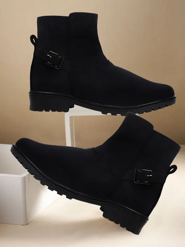 Black_Suede_Casual_Wedges_Boots_For_Women