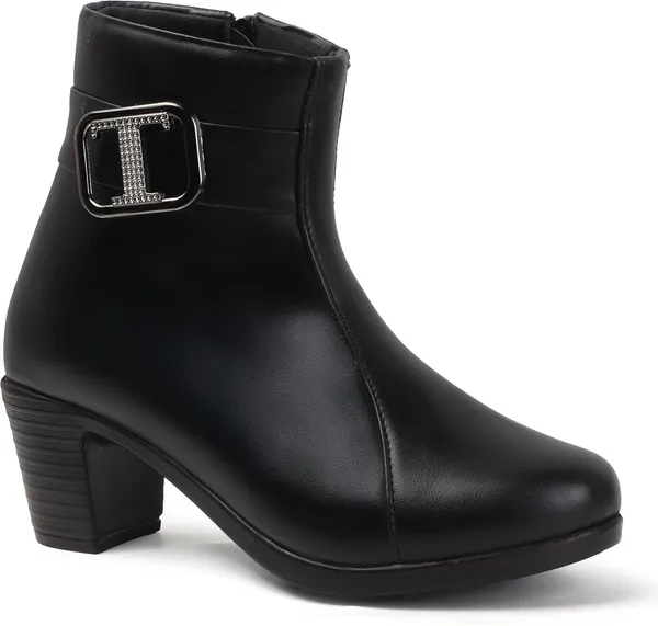 Black_Synthetic_Leather_Boots_For_Women