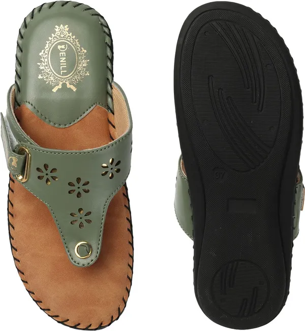 Green_Synthetic_Flats_For_Women