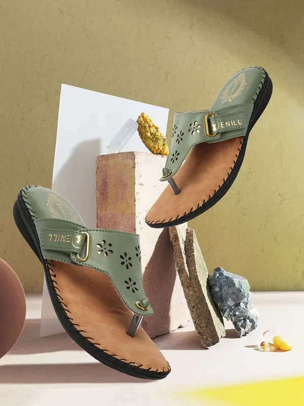 Green_Synthetic_Flats_For_Women