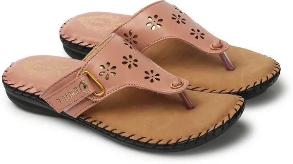 Pink_Synthetic_Flats_For_Women