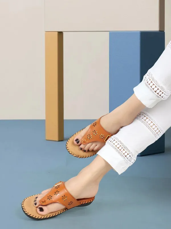 Tan_Synthetic_Flats_For_Women