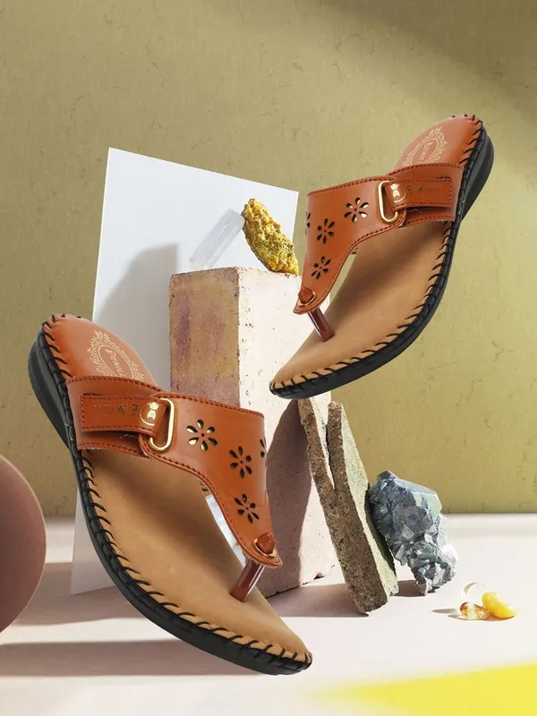 Tan_Synthetic_Flats_For_Women