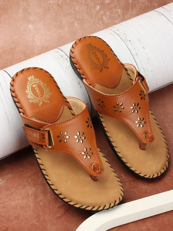 Tan_Synthetic_Flats_For_Women