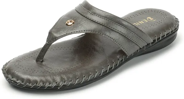 Grey_Synthetic_Leather_Flats_For_Women
