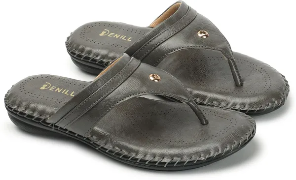 Grey_Synthetic_Leather_Flats_For_Women