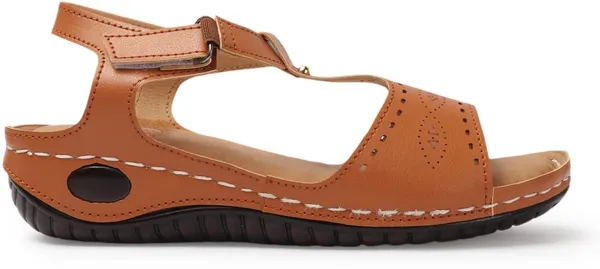 Tan_Synthetic_Leather_Flats_For_Women