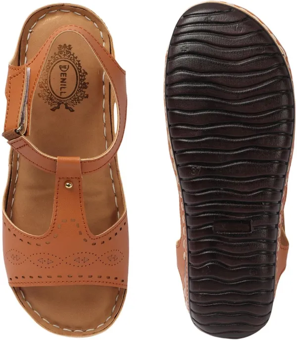 Tan_Synthetic_Leather_Flats_For_Women