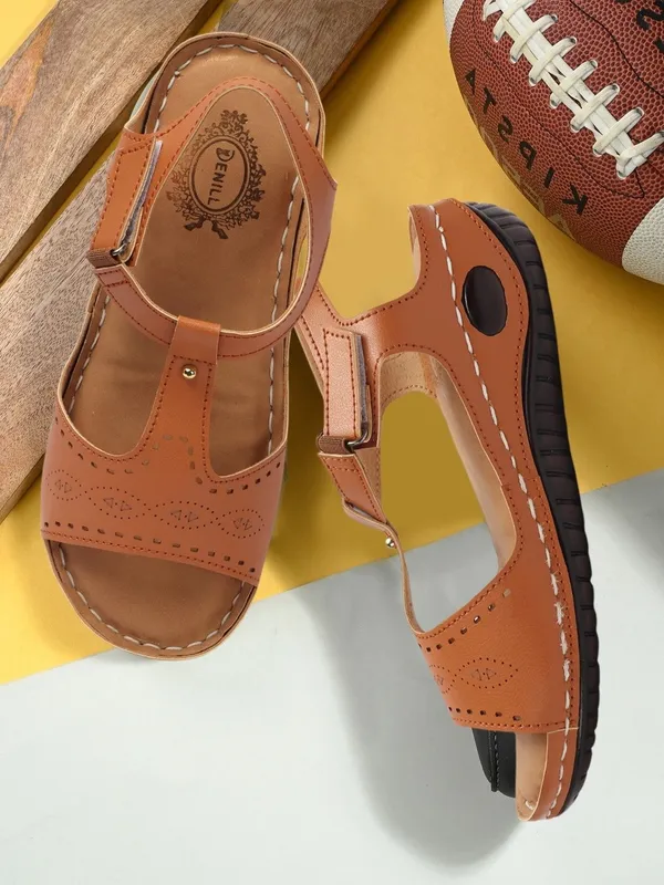 Tan_Synthetic_Leather_Flats_For_Women