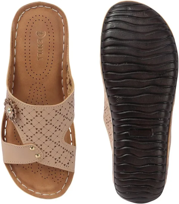 Beige_Synthetic_Leather_Flats_For_Women