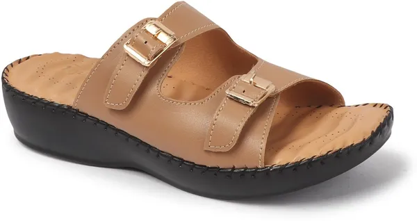 Beige_Synthetic_Leather_Flats_For_Women