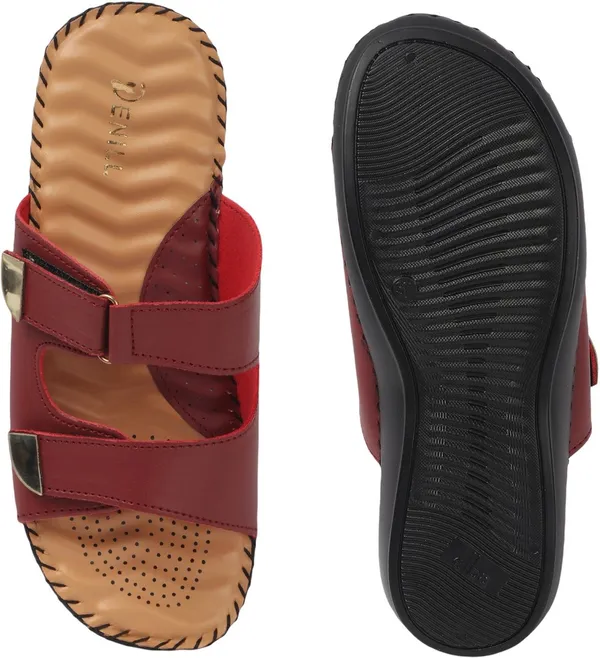 Maroon_Synthetic_Leather_Flats_For_Women