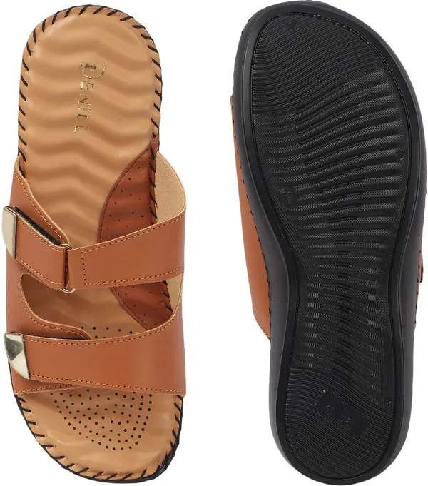 Tan_Synthetic_Leather_Flats_For_Women