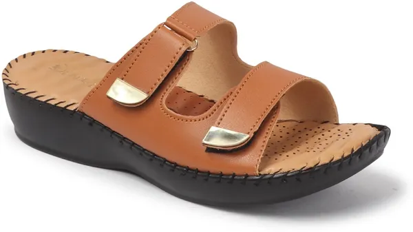 Tan_Synthetic_Leather_Flats_For_Women