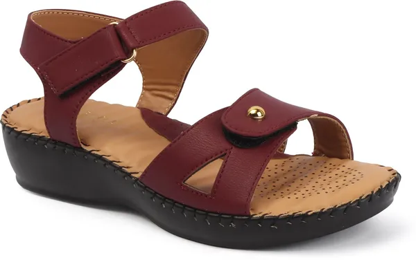 Maroon_Synthetic_Leather_Flats_For_Women