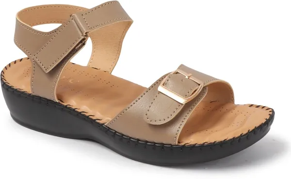 Beige_Synthetic_Leather_Flats_For_Women