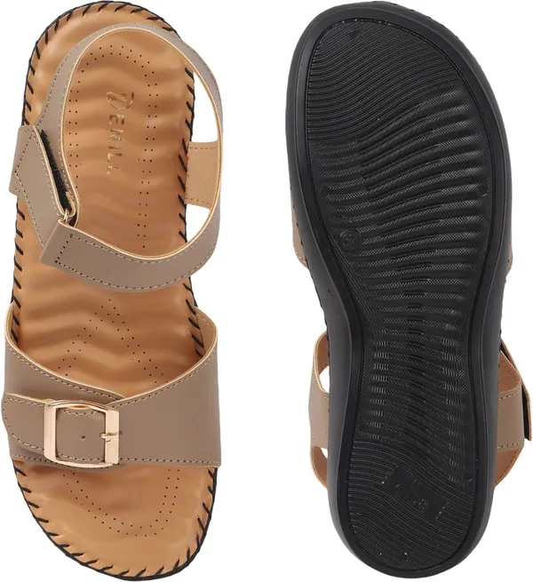 Beige_Synthetic_Leather_Flats_For_Women