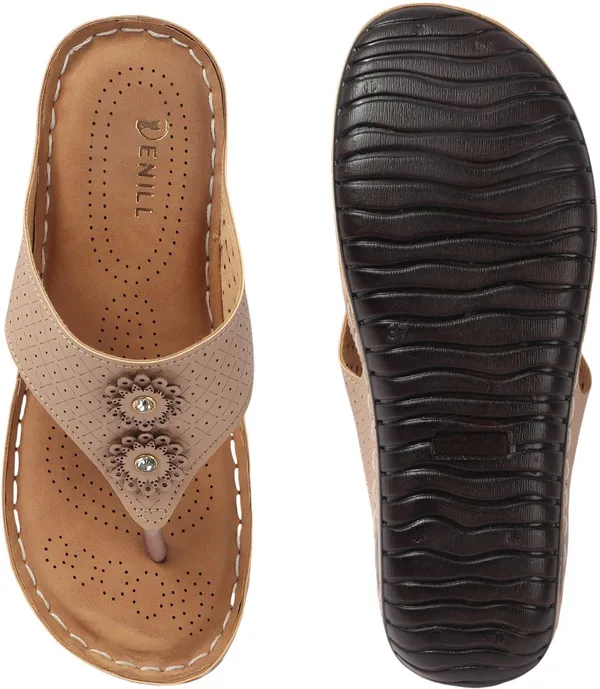 Beige_Synthetic_Leather_Flats_For_Women