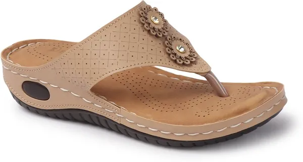 Beige_Synthetic_Leather_Flats_For_Women