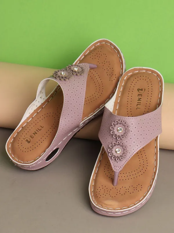 Purple_Synthetic_Leather_Flats_For_Women