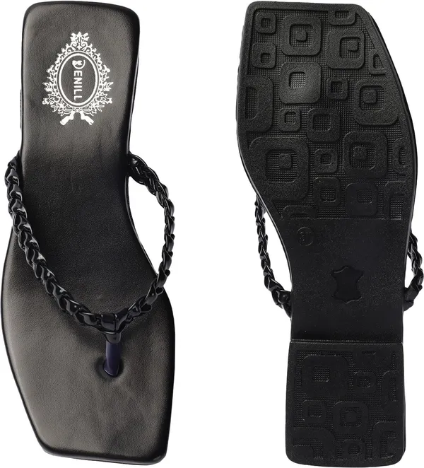 Black_Synthetic_Leather_Flats_For_Women