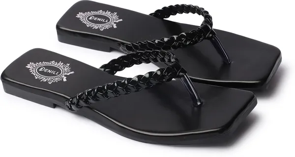 Black_Synthetic_Leather_Flats_For_Women