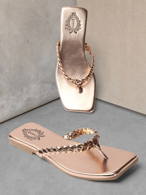 Gold_Synthetic_Leather_Flats_For_Women