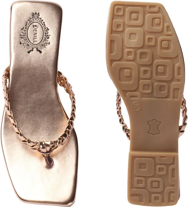 Gold_Synthetic_Leather_Flats_For_Women