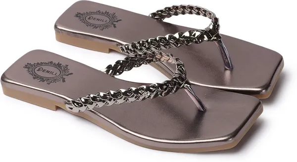 Grey_Synthetic_Leather_Flats_For_Women
