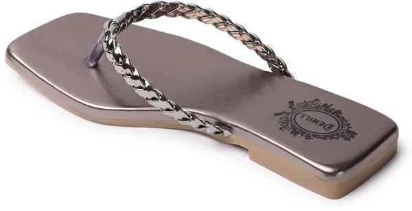 Grey_Synthetic_Leather_Flats_For_Women