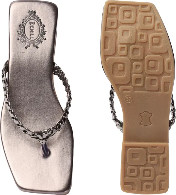 Grey_Synthetic_Leather_Flats_For_Women