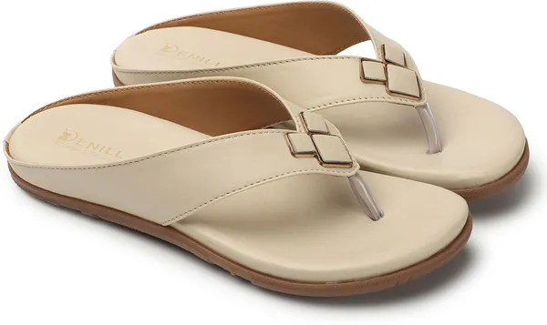 Beige_Synthetic_Flats_For_Women