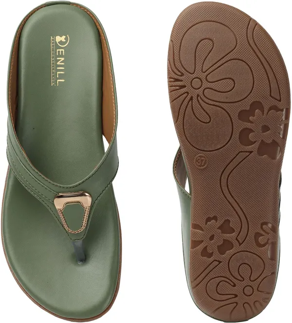 Green_Synthetic_Leather_Flats_For_Women