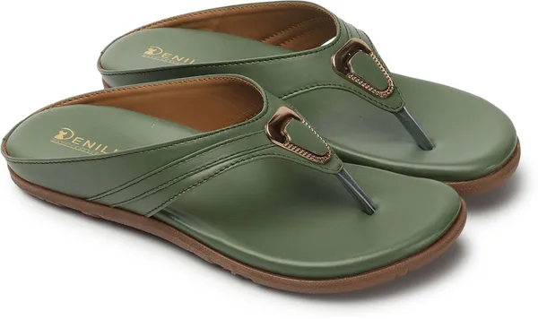 Green_Synthetic_Leather_Flats_For_Women