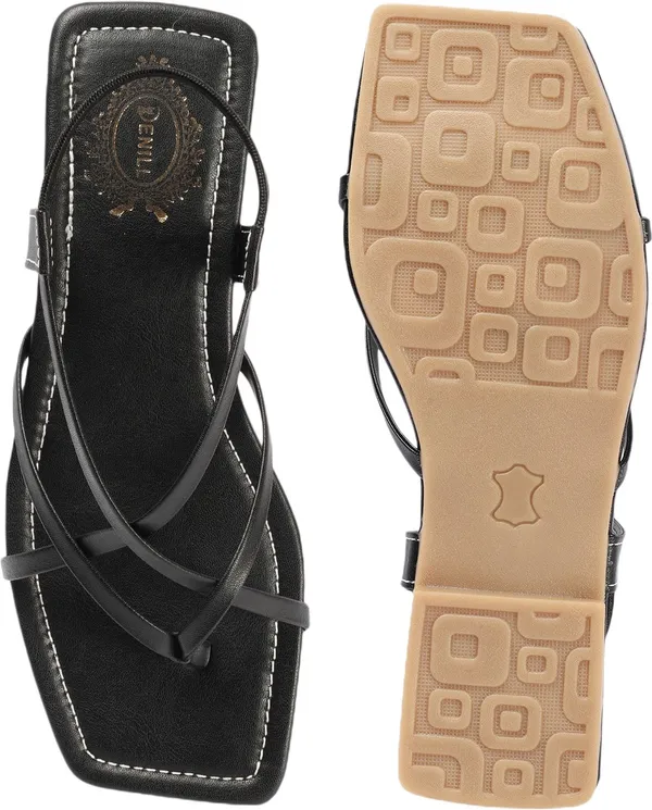 Black_Synthetic_Leather_Flats_For_Women
