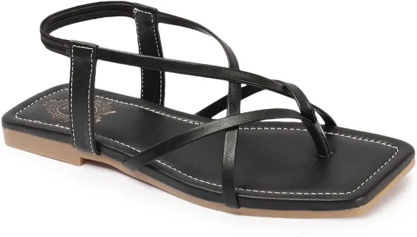 Black_Synthetic_Leather_Flats_For_Women