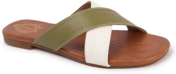 Green_Synthetic_Leather_Flats_For_Women