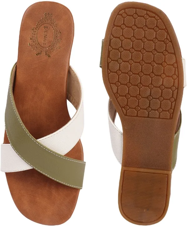 Green_Synthetic_Leather_Flats_For_Women