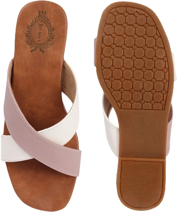 Pink_And_White_Synthetic_Leather_Flats_For_Women