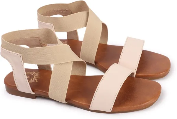 Beige_Synthetic_Leather_Flats_For_Women