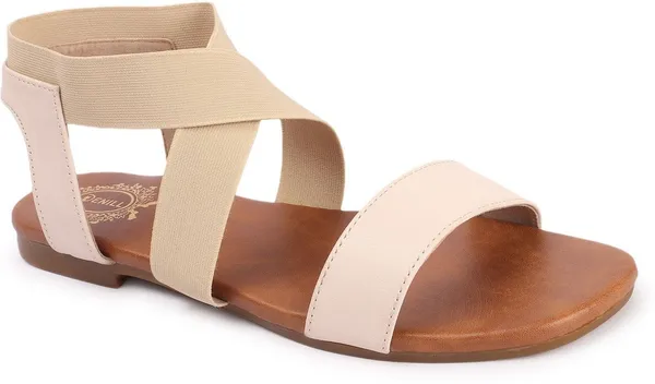 Beige_Synthetic_Leather_Flats_For_Women